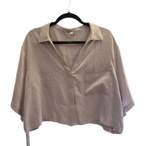 Lunya Light Gray Washable Silk Button Down Pajama Top